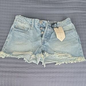 One Teaspoon Light Blue Frayed Jean Shorts